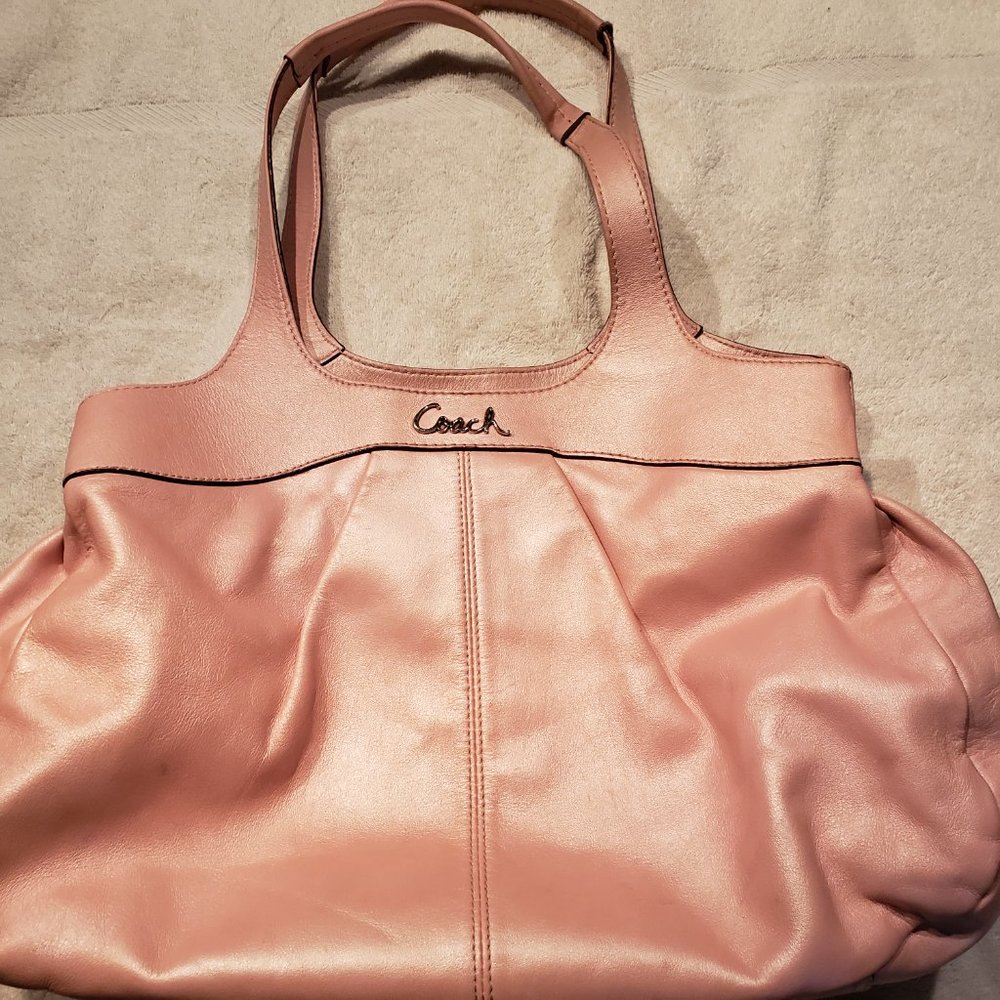 COACH RARE PEARLIZED SATCHEL PINK